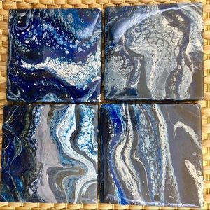 Tile Coasters, Coaster Set, abstract art tiles